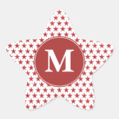 Rode glitters sterren monogram ster sticker (Voorkant)