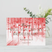 Rode Glitters Uitnodiging Om Mijn Bruidsmeisje Te  (Staand voorkant)