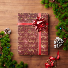 Rode glitters vrolijk kerstfeest cadeaupapier