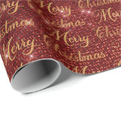 Rode glitters vrolijk kerstfeest cadeaupapier (Rol Hoek)