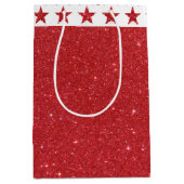 Rode glitters zak medium cadeau cadeauzakje (Voorkant)
