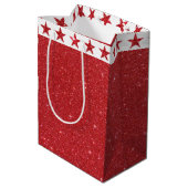 Rode glitters zak medium cadeau cadeauzakje (Achterkant Gekanteld)