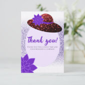 Rode glittershoen paarse lavendel bedankkaart (Staand voorkant)