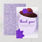 Rode glittershoen paarse lavendel bedankkaart (Voorkant / Achterkant)