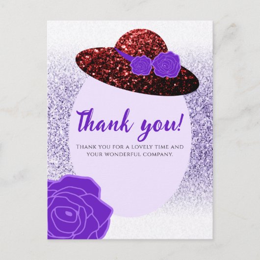 Rode glittershoen paarse lavendel Dank je Briefkaart (Voorkant)