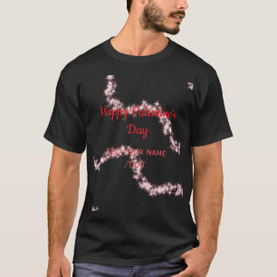 Rode glitterspirallijnen gelukkige Valentijnsdag n T-shirt
