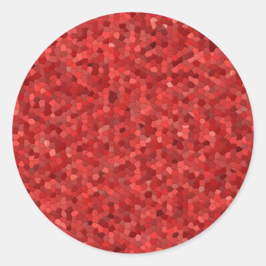 Rode glittertegelvormig ontwerp ronde sticker (Voorkant)