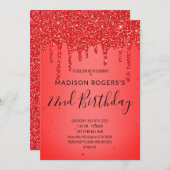 Rode glittervloeistof met vonkvorming kaart (Voorkant / Achterkant)