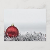 Rode glittery kerst ornament & zilveren klatergoud briefkaart (Voorkant)