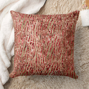 Rode Glitz Gouden Glam Zebra Print Kussen