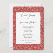 Rode Glitzy Glitter Schitterende Bruiloftsborrel Kaart (Voorkant)