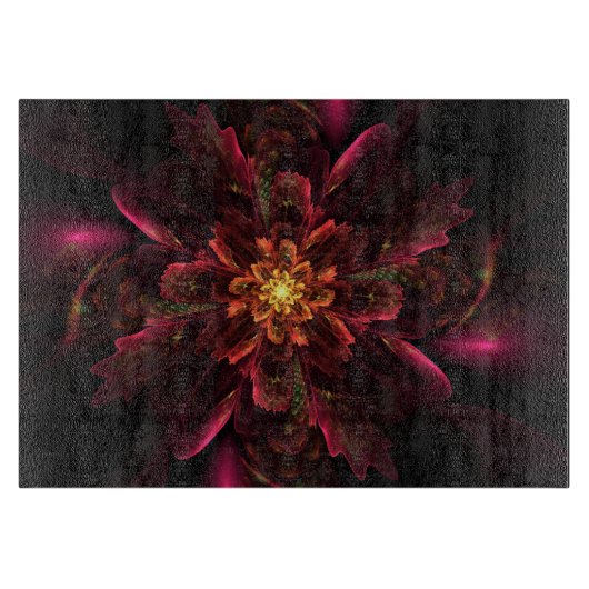 Rode gloeiende bloem snijplank (Voorkant)