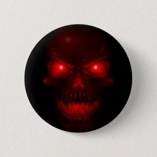 Rode gloeiende schedel ronde button 5,7 cm