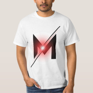 Rode gloeiende slash letter M monogram T-shirt