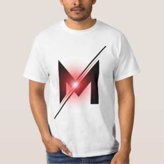 Rode gloeiende slash letter M monogram T-shirt