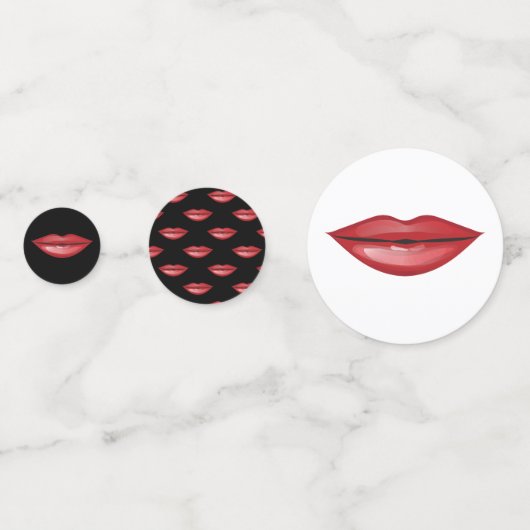 Rode Glossy Lips Lipstick Kus Beauty Party Confetti (Voorkanten)