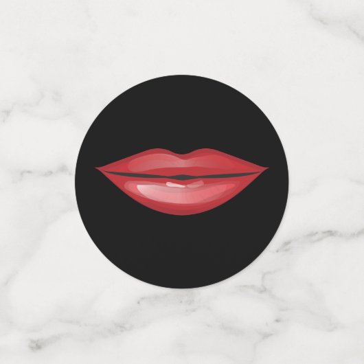 Rode Glossy Lips Lipstick Kus Beauty Party Confetti (Kleine voorkant)