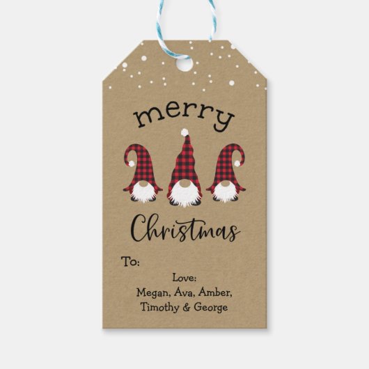 Rode Gnome Merry Label Cadeaulabel (Voorkant)