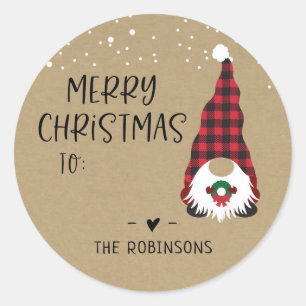 Rode Gnome Vrolijke Kerstmis Sticker