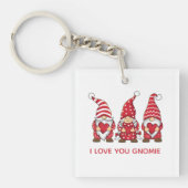Rode Gnomen met hart Persoonlijke Valentijnsdag Sleutelhanger (Voorkant)