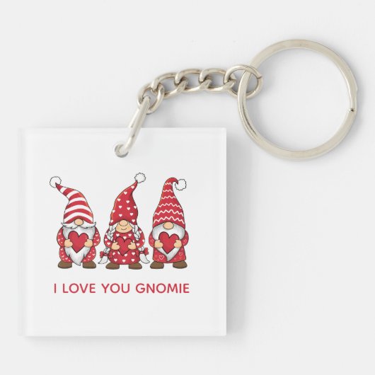 Rode Gnomen met hart Persoonlijke Valentijnsdag Sleutelhanger (Achterkant)