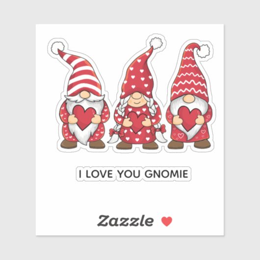 Rode Gnomen met hart Persoonlijke Valentijnsdag Sticker (Vel)