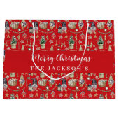 Rode gnomen noordse boerderij Kerstmis Groot Cadeauzakje (Voorkant)