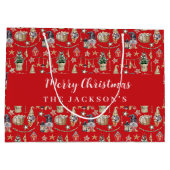 Rode gnomen noordse boerderij Kerstmis Groot Cadeauzakje (Achterkant)