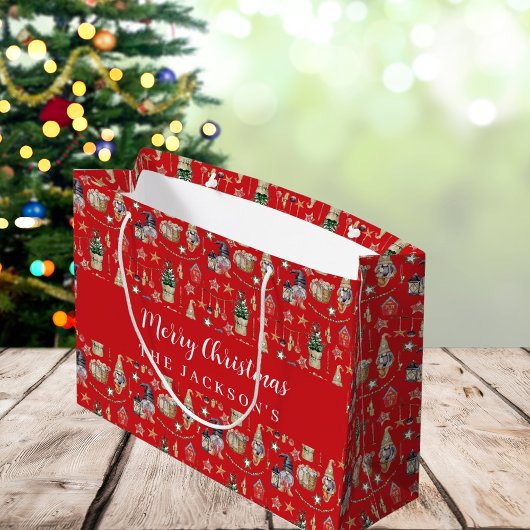 Rode gnomen noordse boerderij Kerstmis Groot Cadeauzakje