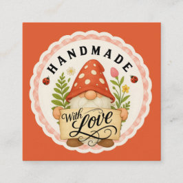 Rode Gnoom Handgemaakt Met Liefde Kleine Zakelijke Informatiekaartje