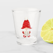 Rode gnoom met kerstlicht shot glas (Voorkant)