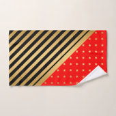 RODE GOLD BLACK STARS & STRIPES BATHROOM TOWEL SET BAD HANDDOEK (Handdoek)