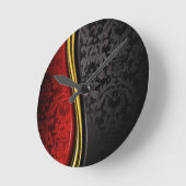 RODE GOLD EN ZWARTE BAROQUE PATROON WALL CLOCK RONDE KLOK (Hoek)