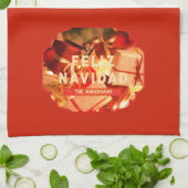 Rode Gold Familienaam Elegant Spaanse Kerstmis Theedoek (Gevouwen)