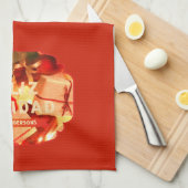 Rode Gold Familienaam Elegant Spaanse Kerstmis Theedoek (Quarter Fold)