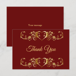 Rode Golden Geometric Elegant Wedding Bedankkaart