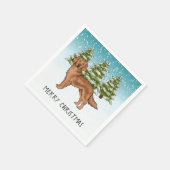 Rode Golden Retriever Blue Winter Christmas Servet (Hoek)