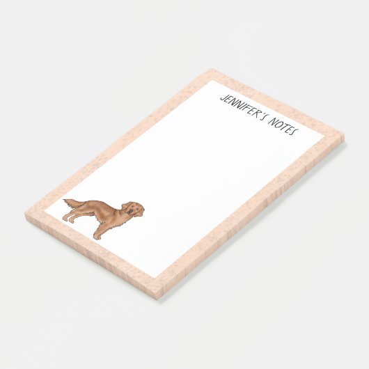 Rode Golden Retriever Cartoon Dog Aangepaste naam Post-it® Notes (Schuin)