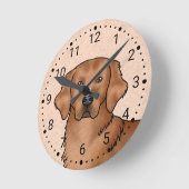 Rode Golden Retriever Cartoon Dog Head Portret Ronde Klok (Hoek)