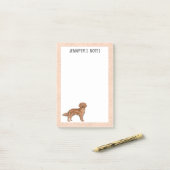 Rode Golden Retriever Cartoon Hond Aangepaste Naam Post-it® Notes (Op bureau)