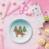 Rode Golden Retriever Hond Blauw Winter Kerstmis Papieren Bordje (Feest)