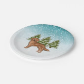 Rode Golden Retriever Hond Blauw Winter Kerstmis Papieren Bordje (Gekanteld)