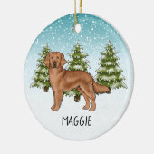 Rode Golden Retriever Hond Custom Naam Kerstmis Keramisch Ornament (Links)