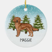 Rode Golden Retriever Hond Custom Naam Kerstmis Keramisch Ornament (Achterkant)