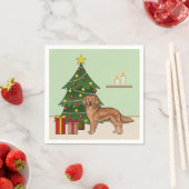 Rode Golden Retriever hond en groene kerstboom Servet (Insitu)