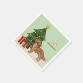 Rode Golden Retriever hond en groene kerstboom Servet (Hoek)