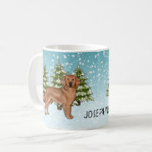 Rode Golden Retriever Hond Kerst Custom Naam Koffiemok (Voorkant links)