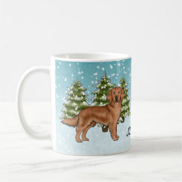 Rode Golden Retriever Hond Kerst Custom Naam Koffiemok
