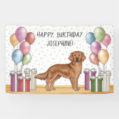 Rode Golden Retriever Hond Kleurrijke Pastelverjaa Spandoek (Horizontaal)