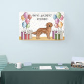 Rode Golden Retriever Hond Kleurrijke Pastelverjaa Spandoek (Beurs)